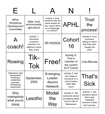 ELAN ACE-s! Bingo Card