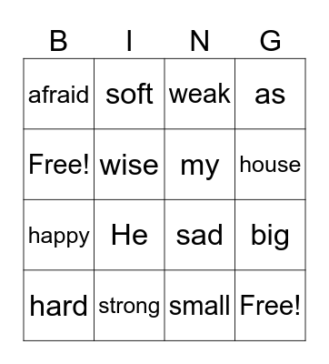 My dad (adjective) Bingo Card
