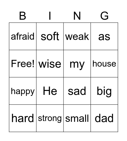 My dad (adjective) Bingo Card