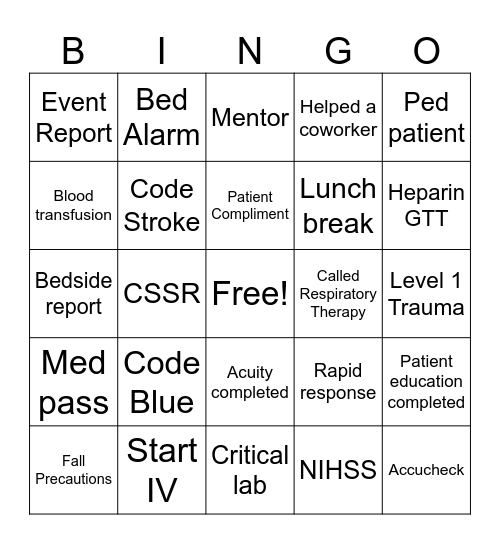 Nurse's Week 2024 Bingo Card