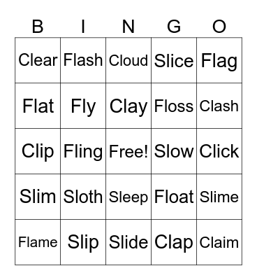 sl, cl, fl Bingo Card