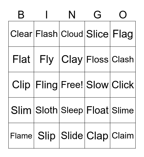 sl, cl, fl Bingo Card