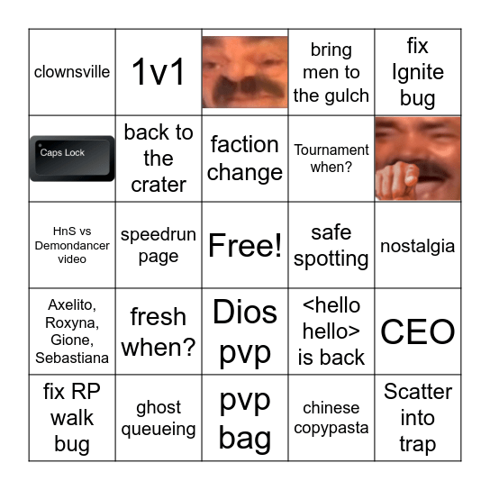 Everlook Discord late phase Bingo Card