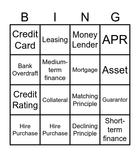 Borrowing Bingo Card