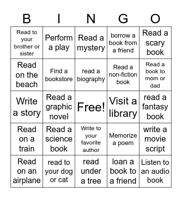 Summer Books Bingo Card