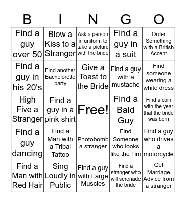 Crystal's Bachelorette Bingo Card