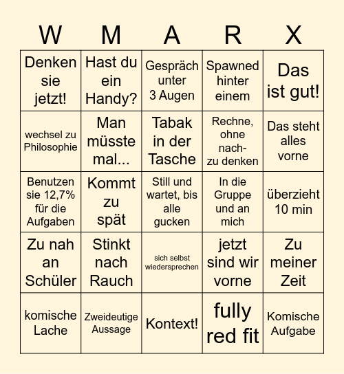 Mathe Bingo Card