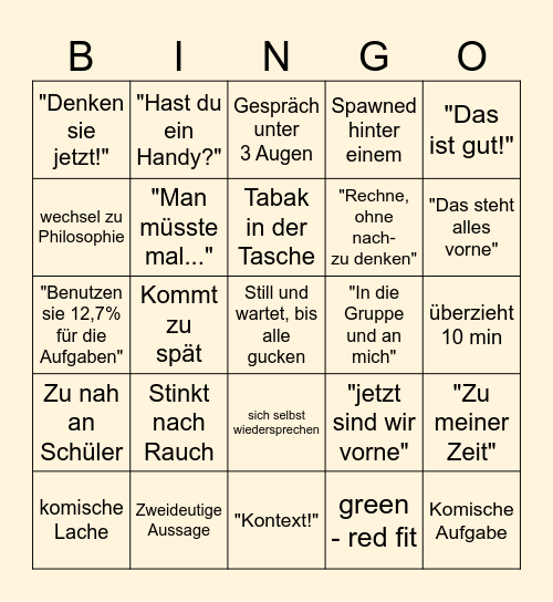 Mx Mathe Bingo Card