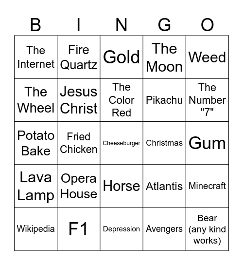 Infinite Craft Bingo Card