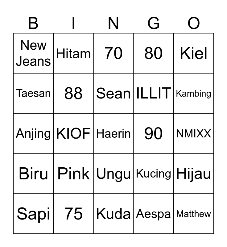 Punya Haneul Bingo Card