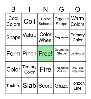 Grade 6 Vocab Bingo Card