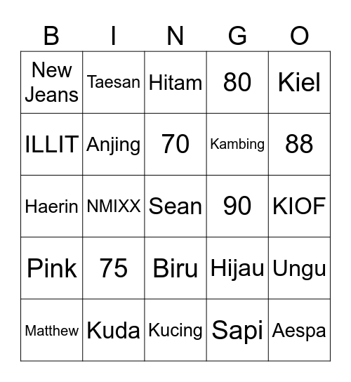 Punya Haneul Bingo Card