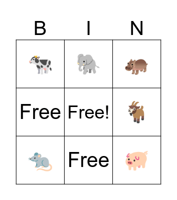 Animals playing sports Bingo Card
