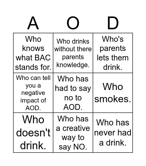 Find someone who Bingo Card