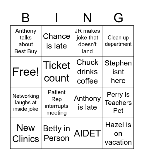 Meeting Bingo Card