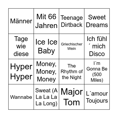 Disco Bingo Card