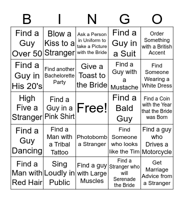 Crystal's Bachelorette Bingo Card