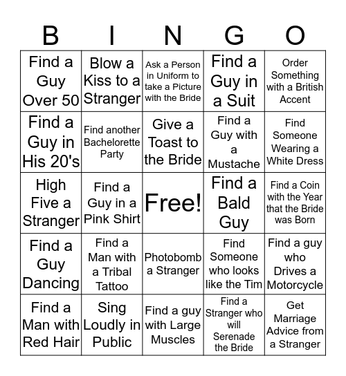 Crystal's Bachelorette Bingo Card