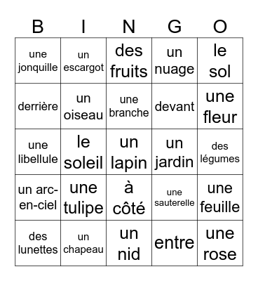Le printemps Bingo Card