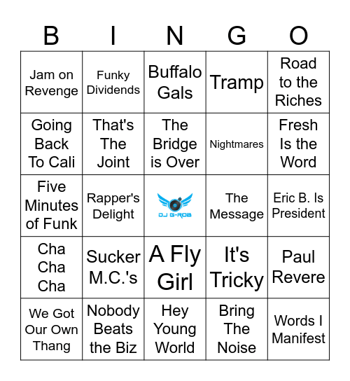 80's Hip Hop Hits PT 2 Bingo Card