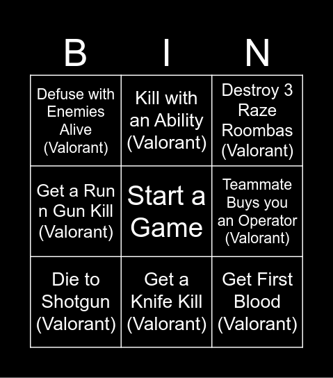 VALORANT BINGO Card