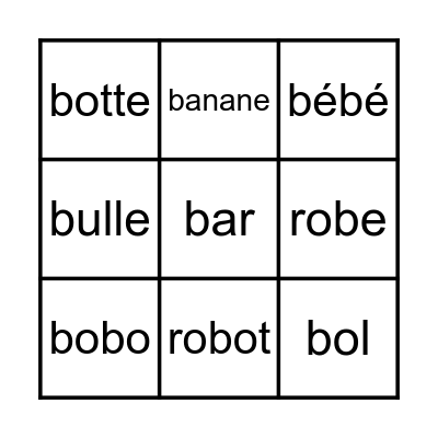 Bingo - le son b Bingo Card