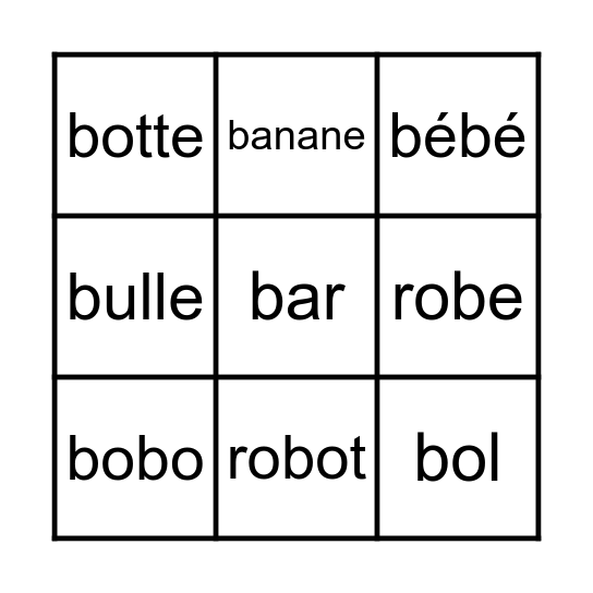 Bingo - le son b Bingo Card