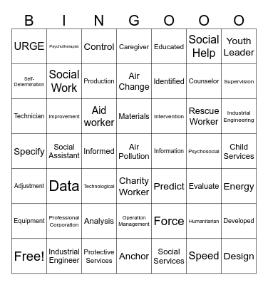 Vocabulary Bingo Card