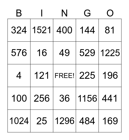 Exponents Bingo 2 Bingo Card