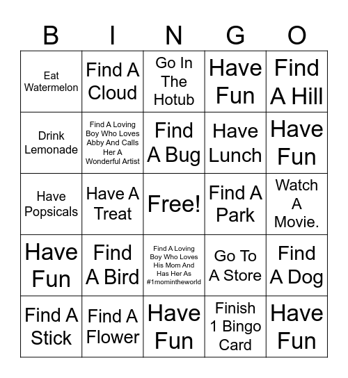 Summer Bingo Card Bingo Card