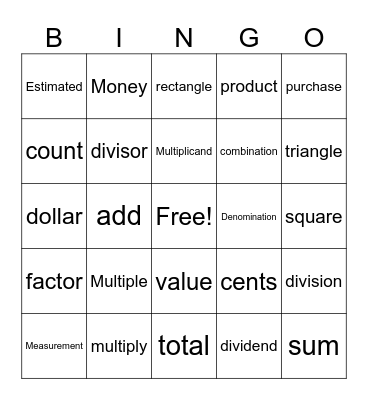 Grade 3 Mathematics Bingo Card