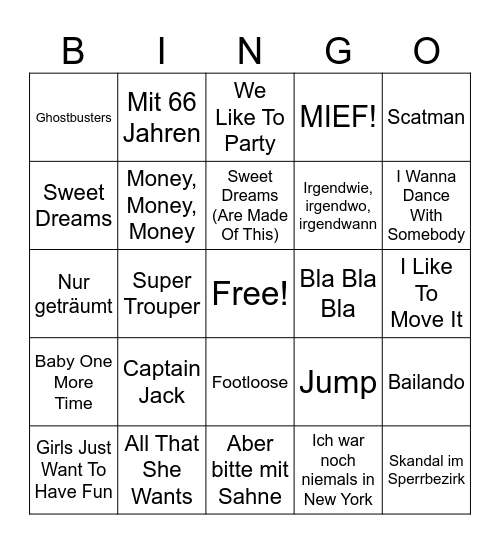 Disco Bingo Card