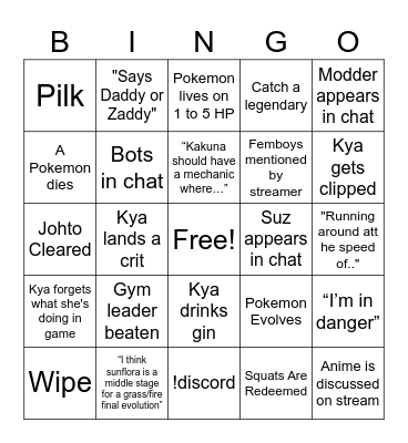 Kya Colosseum Bingo Card