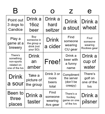 Candice's birthday Bingo Card