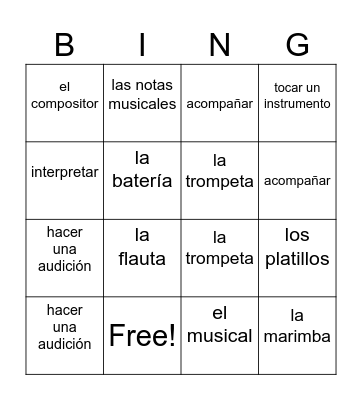 Instrumentos Bingo Card