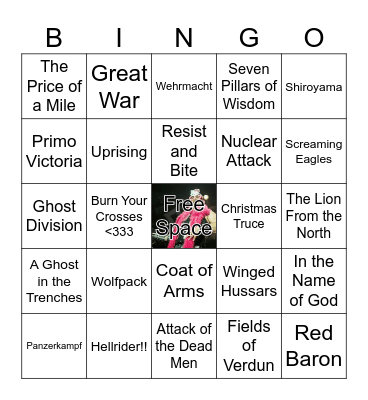 Sabaton Newark Concert Bingo Card