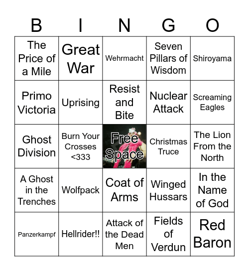 Sabaton Newark Concert Bingo Card