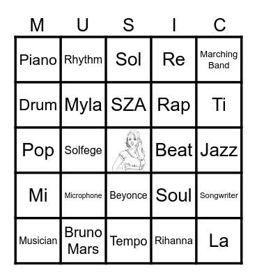 Music with Myla Bingo Card