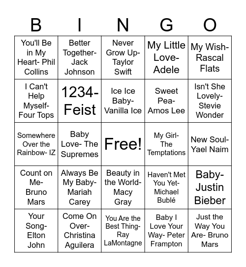 Baby Connie's Mix! Bingo Card
