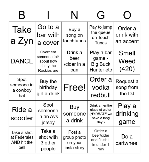 Brit's Birthday BINGO! Bingo Card