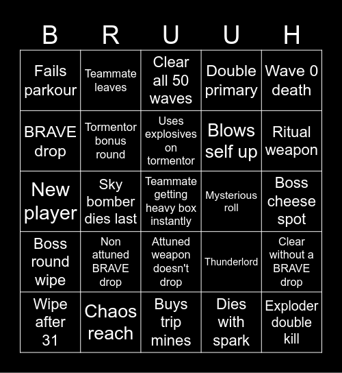 Onslaught Bingo Card