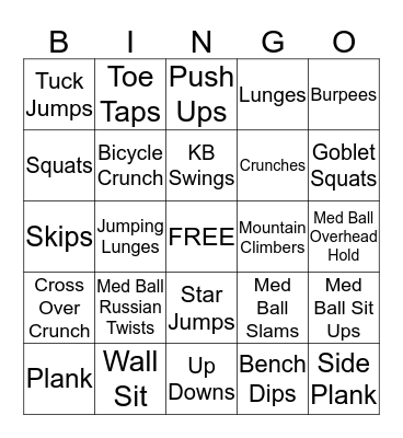 Fitness Bingo! Bingo Card
