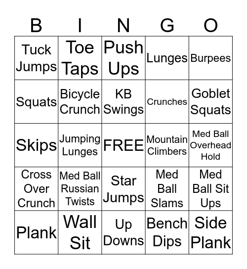 Fitness Bingo! Bingo Card