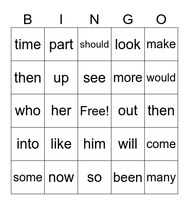 Sight Words- List 3 Bingo Card