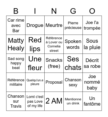 TTPD Listening party Bingo Card
