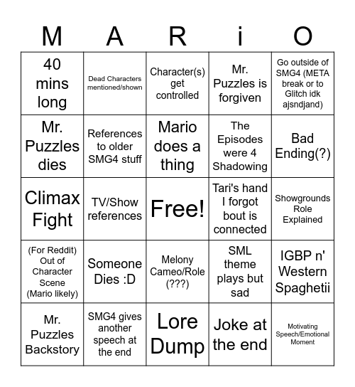 PUZZLEVISION MOVIE Bingo Card