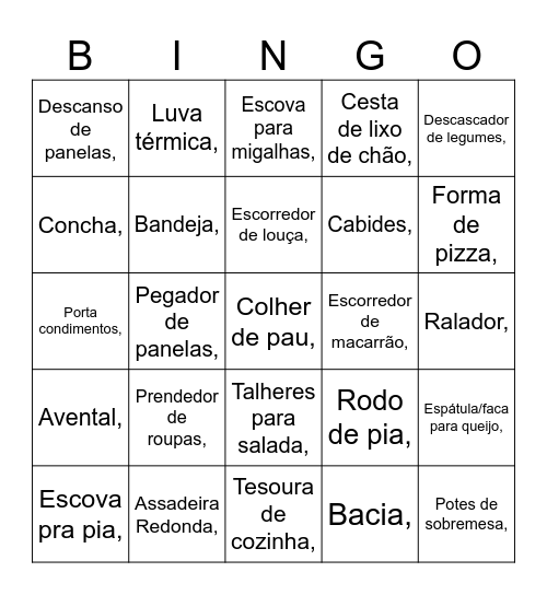 CHÁ DE COZINHA DA VITT&PEIXOTO Bingo Card