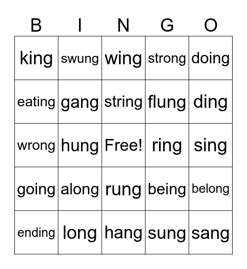 ng bingo Card
