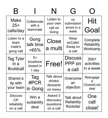 April Sales Bingo! Bingo Card