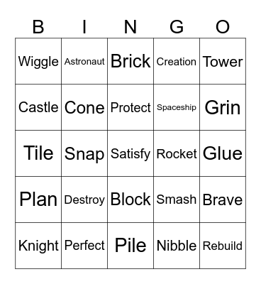 Julia's Castle Vocabulary Bingo Card